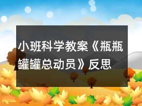 小班科學教案《瓶瓶罐罐總動員》反思