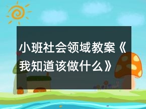 小班社會(huì)領(lǐng)域教案《我知道該做什么》反思