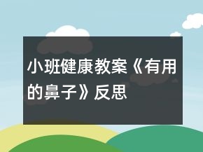 小班健康教案《有用的鼻子》反思