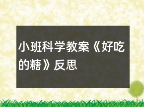 小班科學(xué)教案《好吃的糖》反思