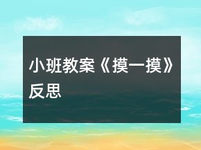 小班教案《摸一摸》反思