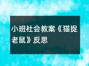 小班社會教案《貓捉老鼠》反思