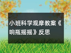小班科學觀摩教案《響瓶搖搖》反思