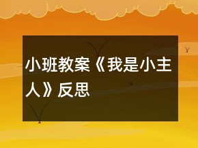 小班教案《我是小主人》反思