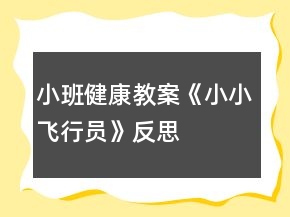小班健康教案《小小飛行員》反思