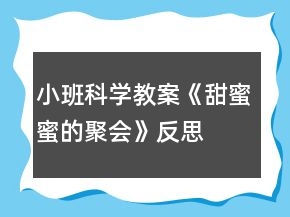 小班科學(xué)教案《甜蜜蜜的聚會(huì)》反思