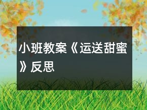 小班教案《運送甜蜜》反思