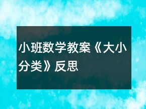 小班數(shù)學(xué)教案《大小分類》反思
