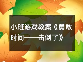 小班游戲教案《勇敢時(shí)間――擊倒了》