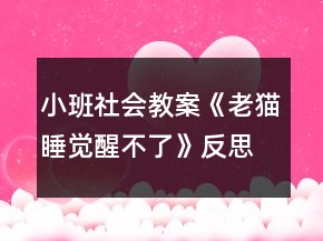 小班社會(huì)教案《老貓睡覺醒不了》反思