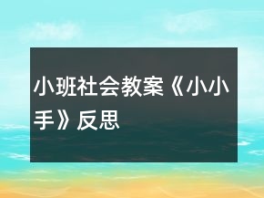小班社會教案《小小手》反思