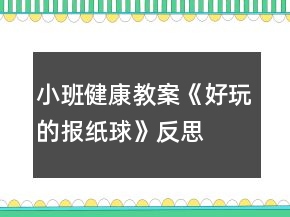 小班健康教案《好玩的報(bào)紙球》反思