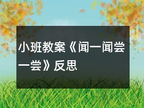 小班教案《聞一聞、嘗一嘗》反思
