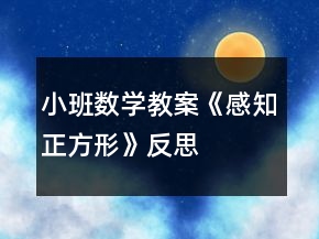小班數(shù)學教案《感知正方形》反思