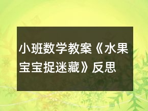 小班數(shù)學(xué)教案《水果寶寶捉迷藏》反思