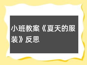 小班教案《夏天的服裝》反思