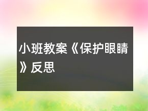 小班教案《保護(hù)眼睛》反思