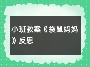 小班教案《袋鼠媽媽》反思