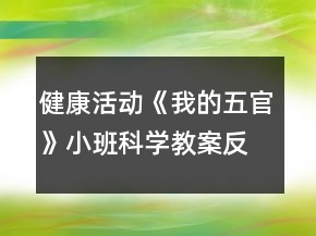 健康活動《我的五官》小班科學(xué)教案反思