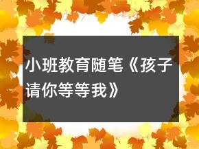小班教育隨筆《孩子請(qǐng)你等等我》