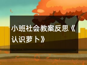 小班社會教案反思《認(rèn)識蘿卜》