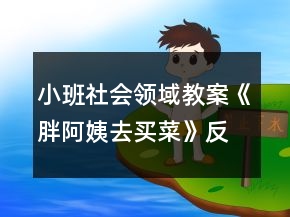 小班社會(huì)領(lǐng)域教案《胖阿姨去買菜》反思