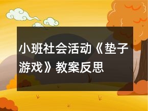 小班社會(huì)活動(dòng)《墊子游戲》教案反思