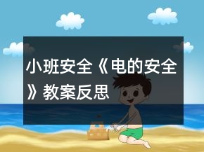 小班安全《電的安全》教案反思