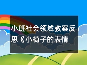小班社會(huì)領(lǐng)域教案反思《小椅子的表情》