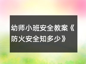 幼師小班安全教案《防火安全知多少》反思