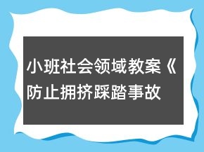 小班社會(huì)領(lǐng)域教案《防止擁擠踩踏事故》反思