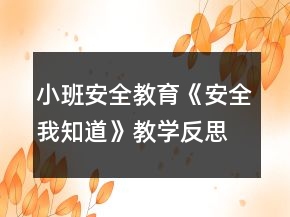 小班安全教育《安全我知道》教學(xué)反思