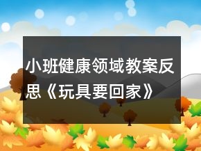 小班健康領(lǐng)域教案反思《玩具要回家》