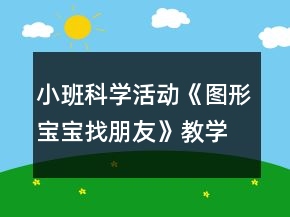 小班科學(xué)活動《圖形寶寶找朋友》教學(xué)設(shè)計(jì)反思
