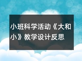 小班科學(xué)活動《大和小》教學(xué)設(shè)計反思