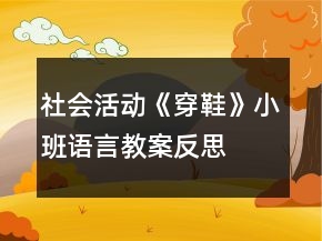 社會活動(dòng)《穿鞋》小班語言教案反思