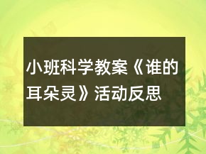 小班科學(xué)教案《誰的耳朵靈》活動(dòng)反思