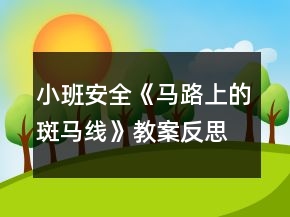 小班安全《馬路上的斑馬線》教案反思