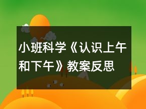 小班科學(xué)《認識上午和下午》教案反思