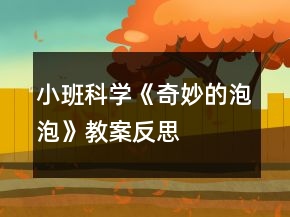小班科學(xué)《奇妙的泡泡》教案反思