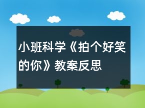 小班科學《拍個好笑的你》教案反思