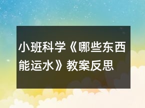 小班科學《哪些東西能運水》教案反思