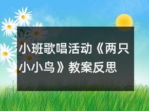 小班歌唱活動《兩只小小鳥》教案反思