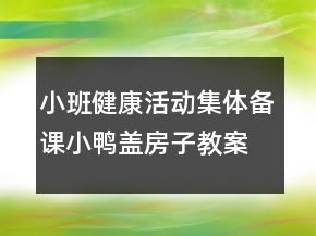 小班健康活動(dòng)集體備課小鴨蓋房子教案及教學(xué)反思