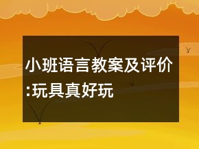 小班語言教案及評價:玩具真好玩