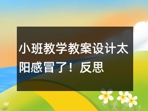 小班教學(xué)教案設(shè)計(jì)：太陽感冒了！反思