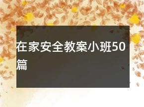 在家安全教案小班50篇