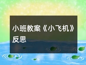 小班教案《小飛機(jī)》反思