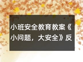 小班安全教育教案《小問題，大安全》反思