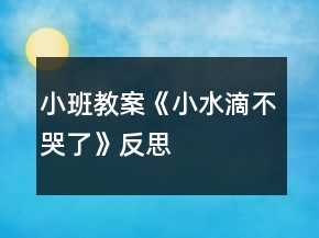 小班教案《小水滴不哭了》反思